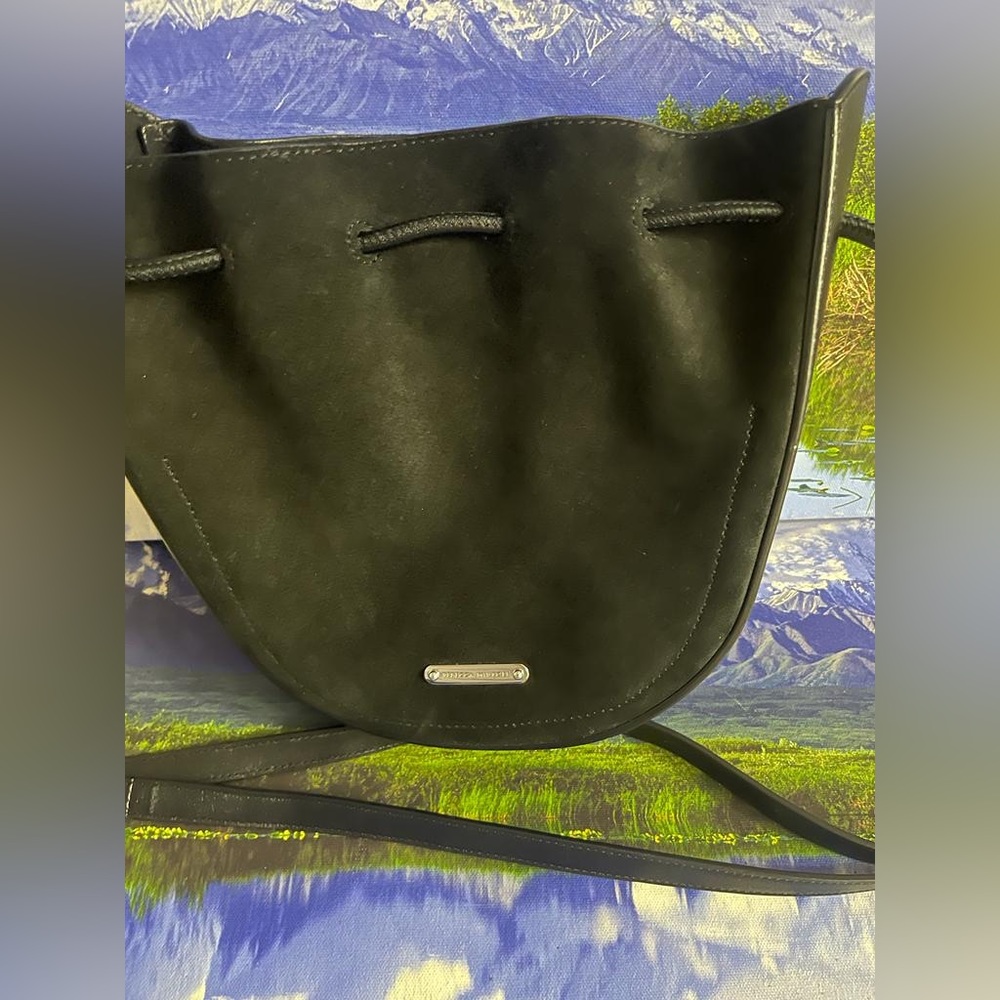Rebecca Minkoff suede crossbody purse, black.